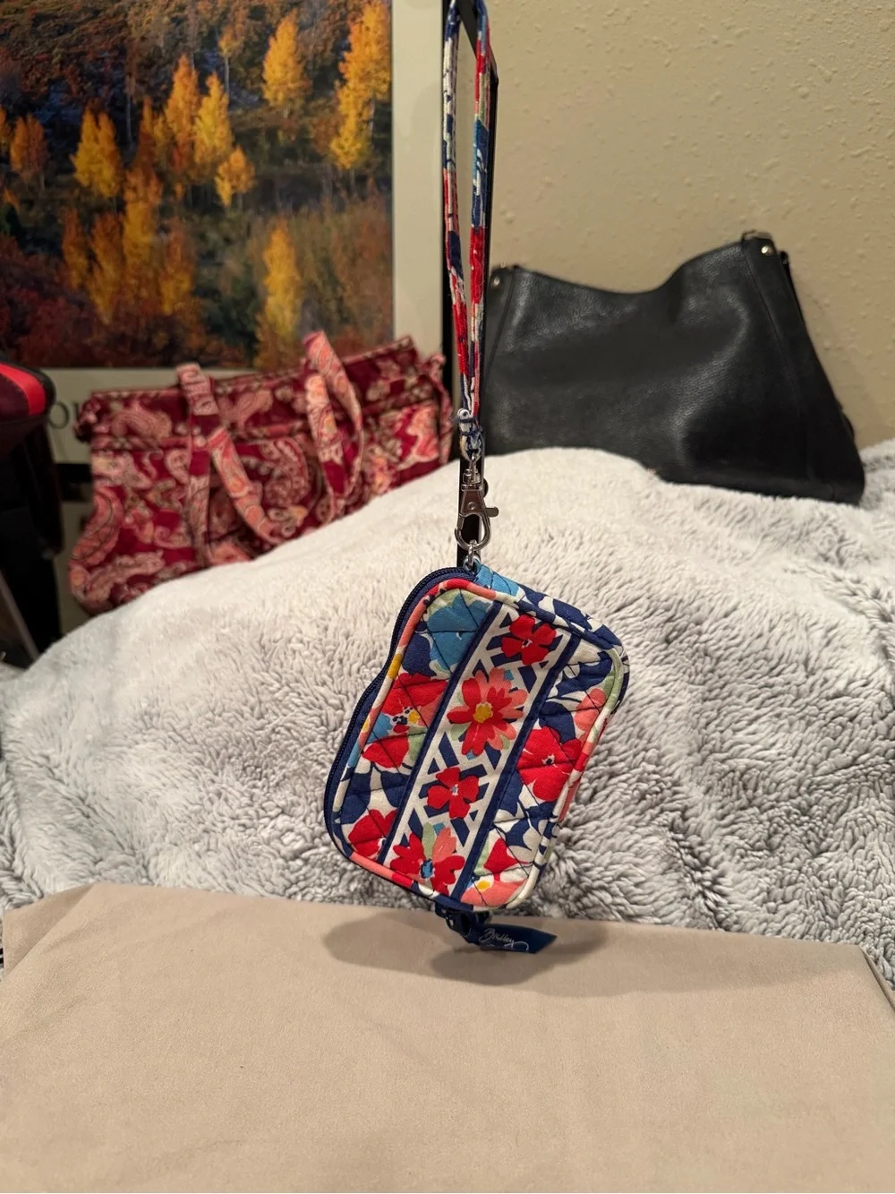 Vera Bradley Summer Cottage Quilted Floral Wristlet Pouch Wallet